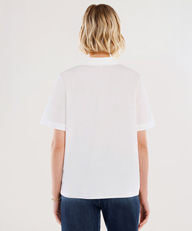 Önü Fermuarlı Kısa Kollu Bluz