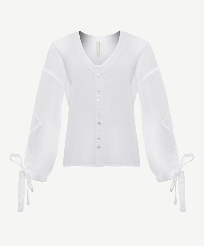 V Yaka Balon Kol Bluz