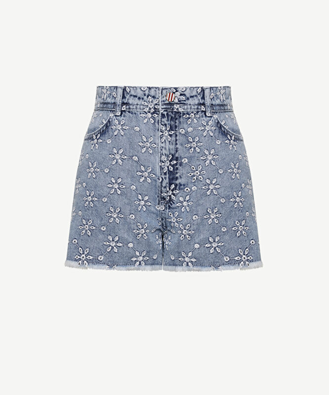 Nakış Detaylı Denim Şort