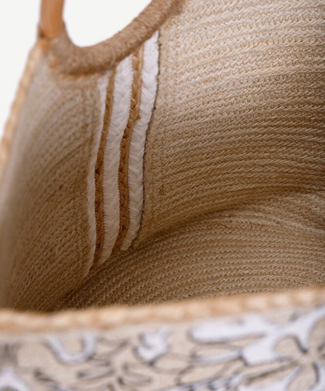 Ahşap Saplı Etnik Desenli Jute Çanta