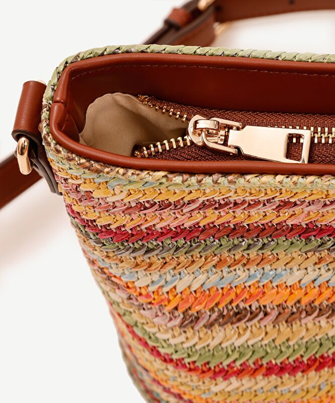 Çizgi Desenli Çapraz Çanta