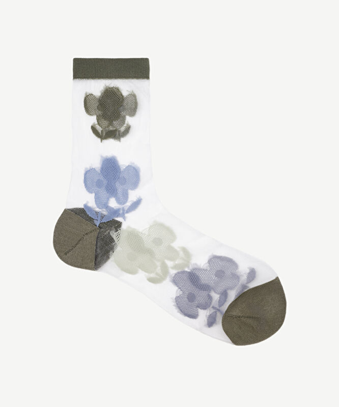 Transparan Çiçekli Çorap