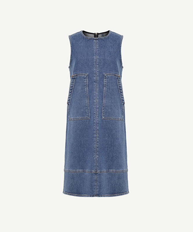Cepli Kısa Denim Elbise