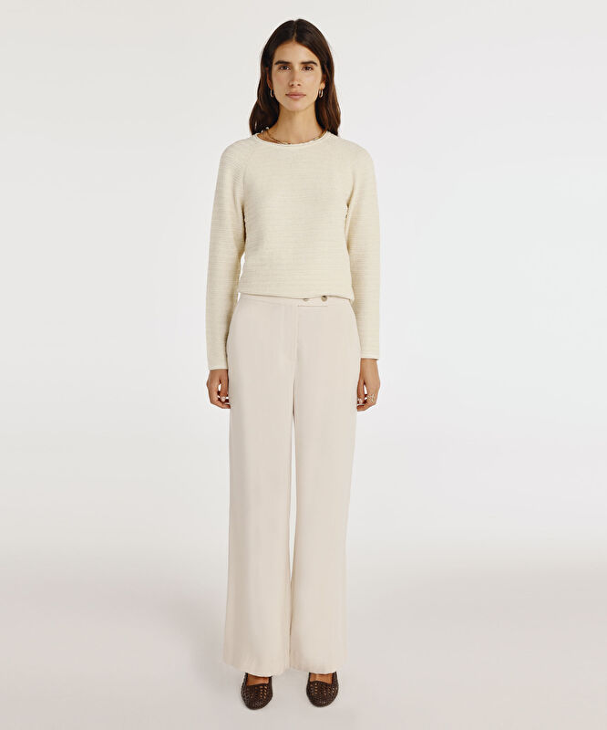 Kruvaze Kapamalı Düz Kesim Pantolon