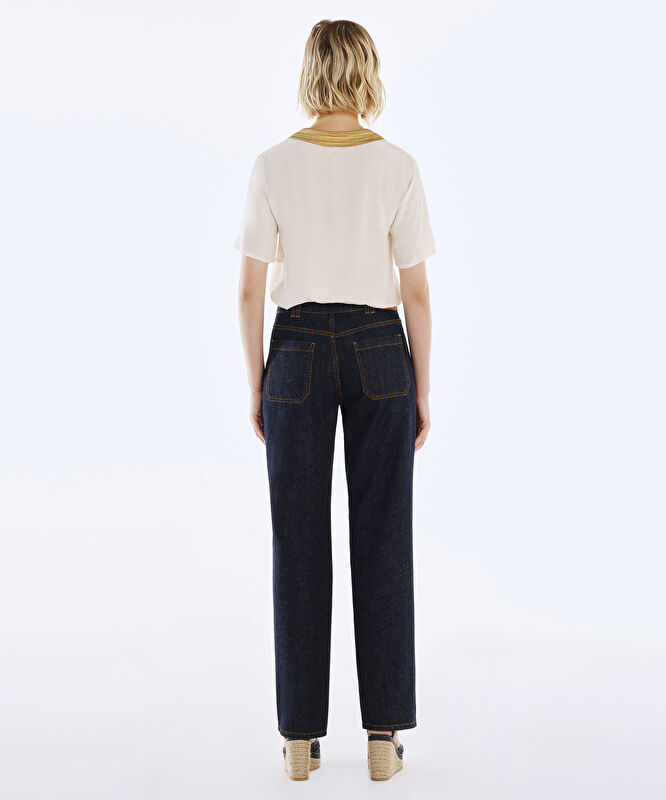 Cep Detaylı Normal Bel Rahat Fit Denim Pantolon