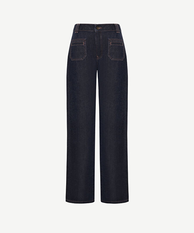 Cep Detaylı Normal Bel Rahat Fit Denim Pantolon