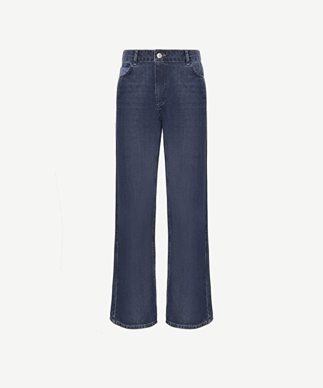 Arka Cep Detaylı Geniş Fit Denim Pantolon