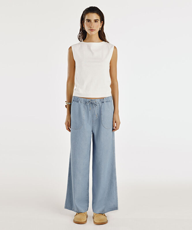 Beli Lastikli Rahat Fit Denim Pantolon