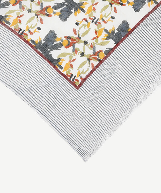 Keten Karışımlı Çiçekli Şal