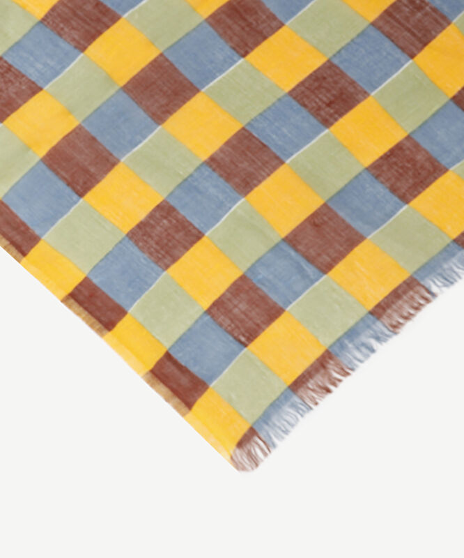 Keten Karışımlı Kareli Şal