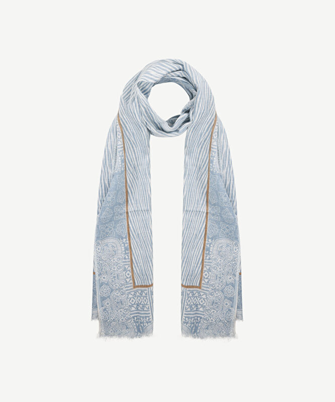 Keten Karışımlı Desenli Şal