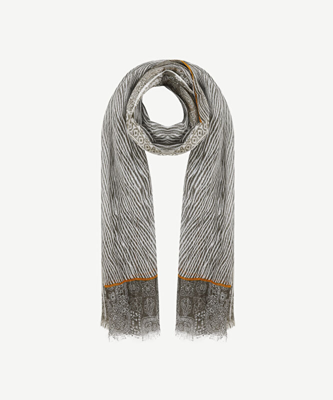 Keten Karışımlı Desenli Şal