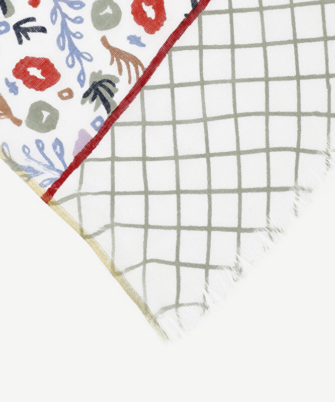 Keten Karışımlı Çiçekli Şal