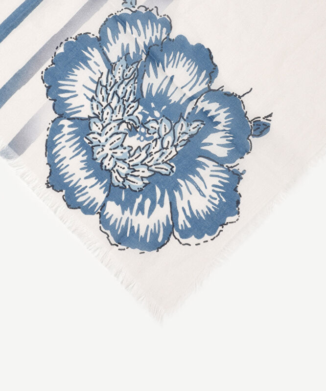 Çiçek Desenli Ve Çizgili Şal