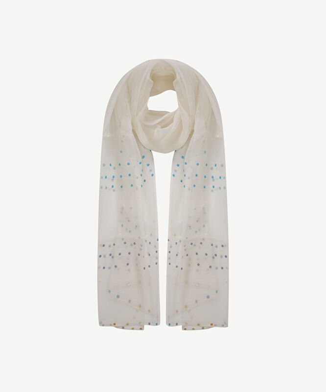 İpek Karışımlı Nakışlı Şal