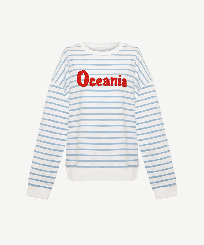 Nakış Detaylı Bisiklet Yaka Sweatshirt