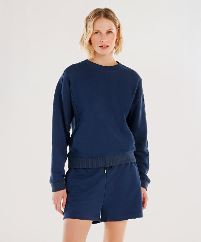 Cepli Bisiklet Yaka Sweatshirt