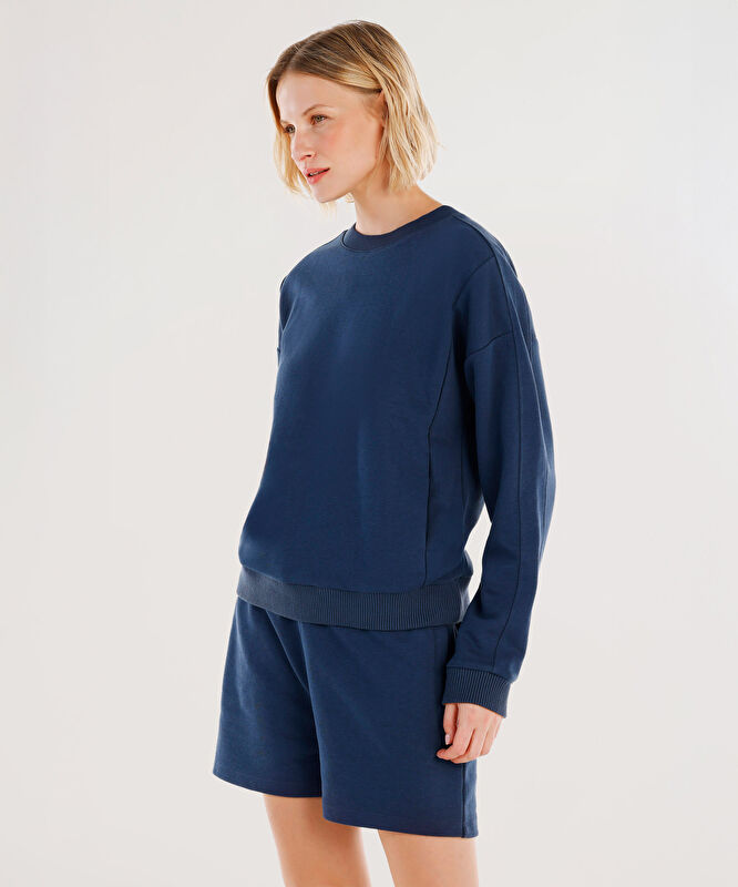 Cepli Bisiklet Yaka Sweatshirt