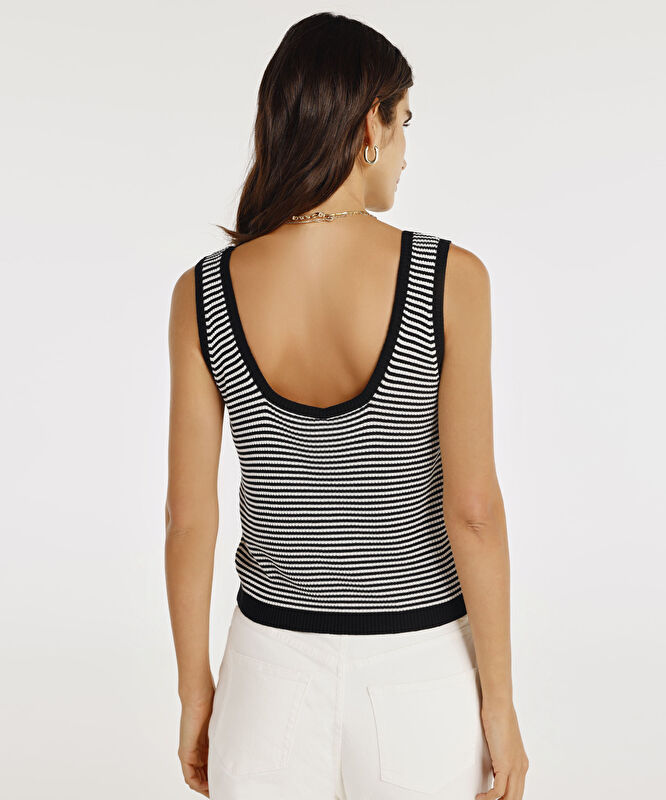 Askılı Cropped Boy Triko Bluz