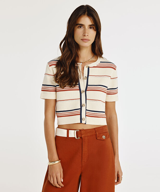 Bisiklet Yakalı Kısa Kollu Hırka