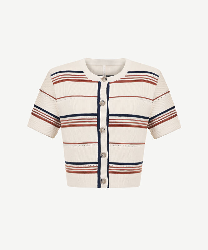 Bisiklet Yakalı Kısa Kollu Hırka