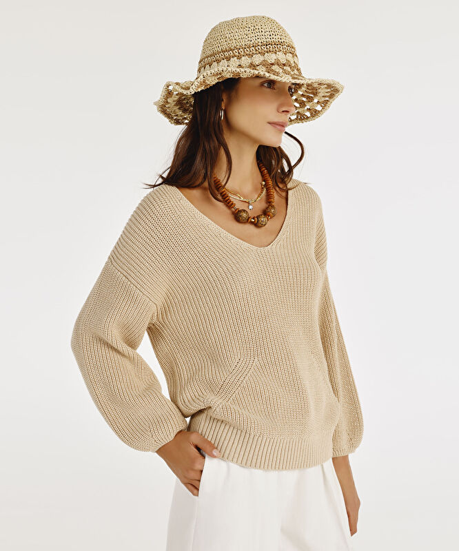 V Yakalı Uzun Kollu Triko