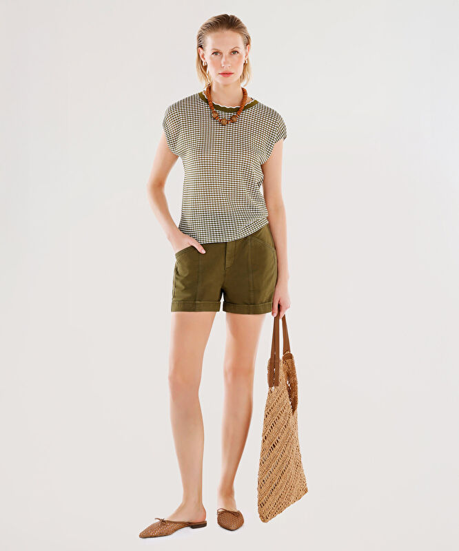 Yaka Ribana Detaylı Kolsuz T-shirt