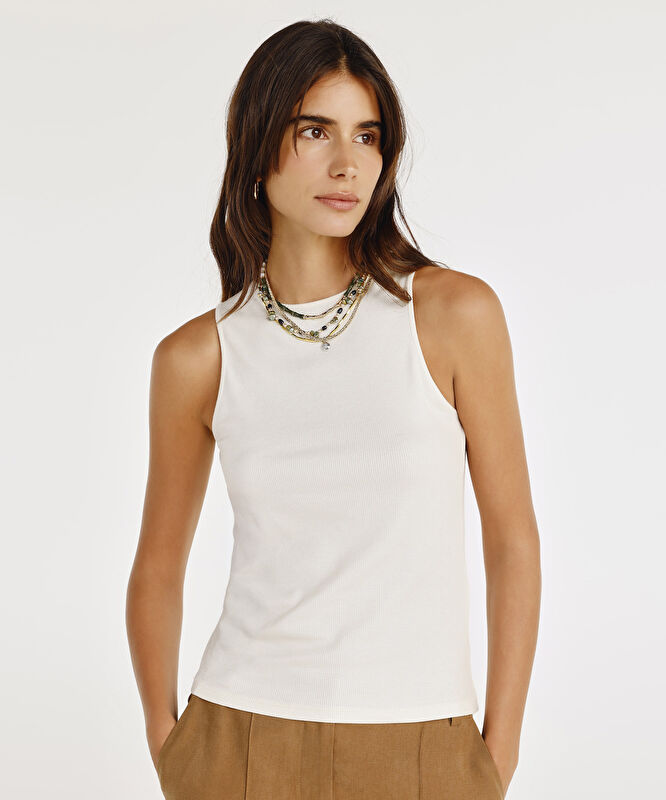 Bisiklet Yaka Kolsuz T-shirt