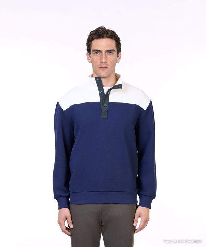 Pamuk Regular Dik Yaka Uzun Kol Sweatshirt