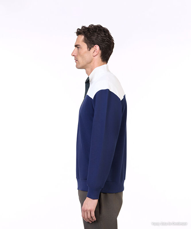 Pamuk Regular Dik Yaka Uzun Kol Sweatshirt