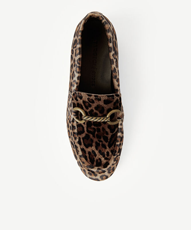 Leopar Baskılı Kadife İnce Tabanlı Loafer