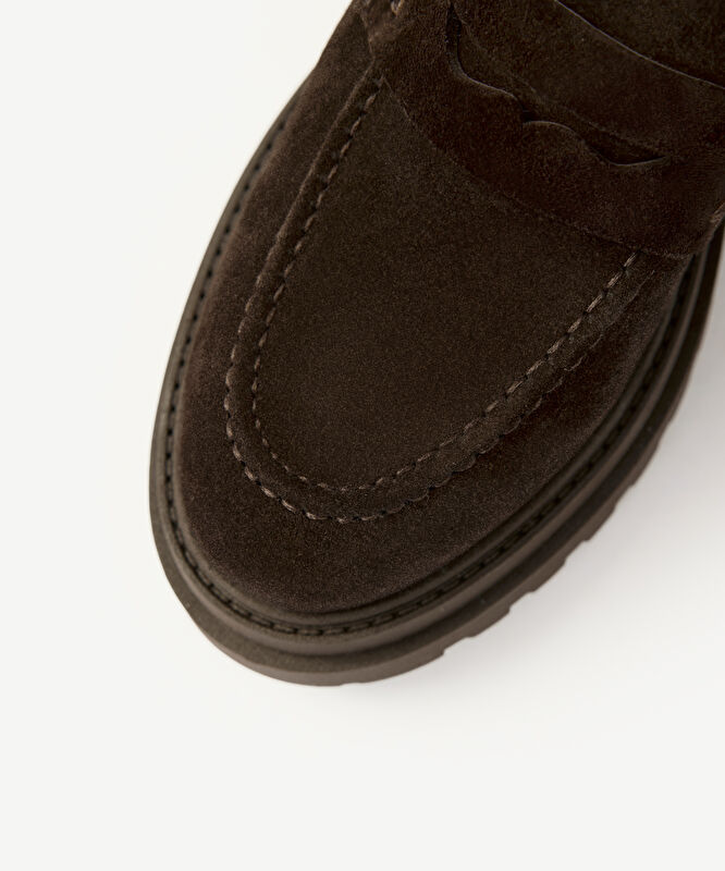 Kalın Tabanlı Süet Kürklü Loafer