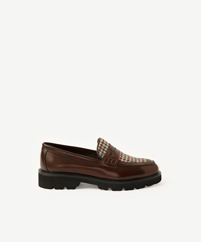 Kazayağı Desenli Açma Deri Loafer