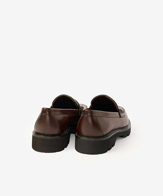 Kazayağı Desenli Açma Deri Loafer