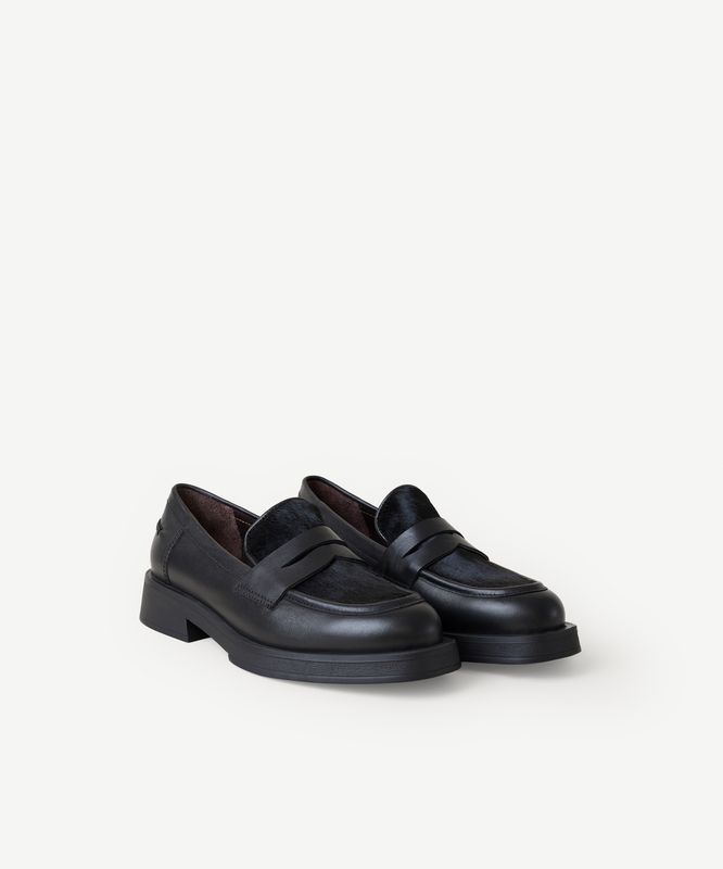 Tay Tüylü Deri Loafer