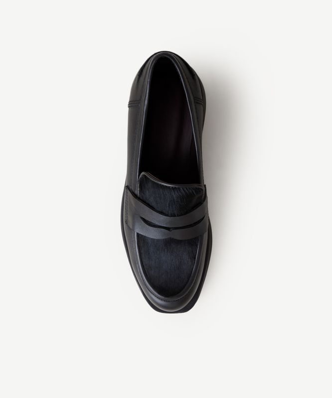 Tay Tüylü Deri Loafer