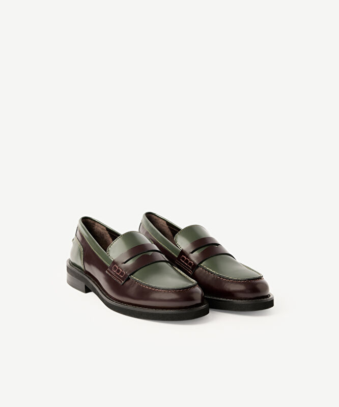 Renkli Açma Deri Loafer