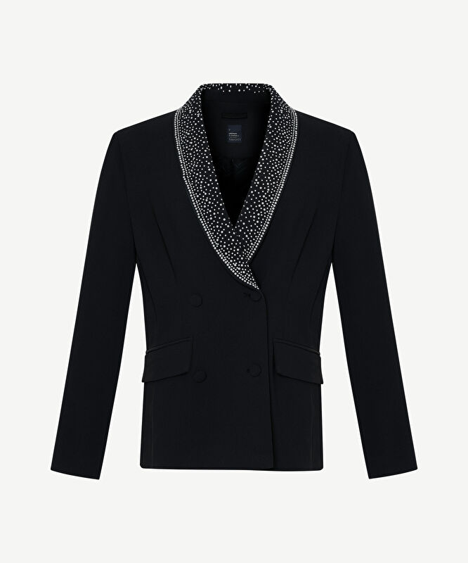 Stud Detaylı Şal Yaka Uzun Kol Ceket