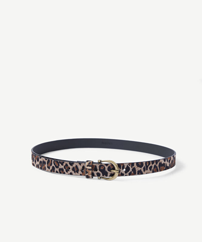 Leopar Baskılı Kadife Pantolon Kemeri