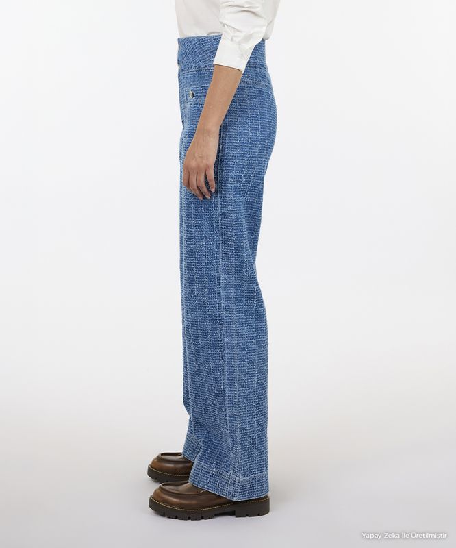 Pamuk Denim Geniş Normal Bel Pantolon