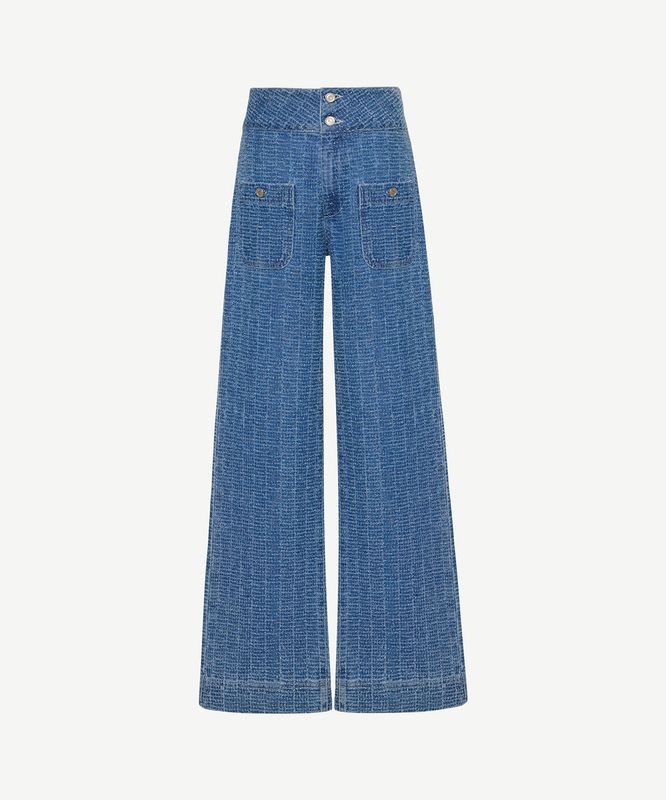 Pamuk Denim Geniş Normal Bel Pantolon