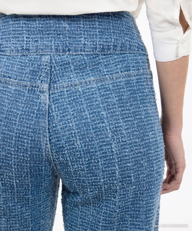 Pamuk Denim Geniş Normal Bel Pantolon