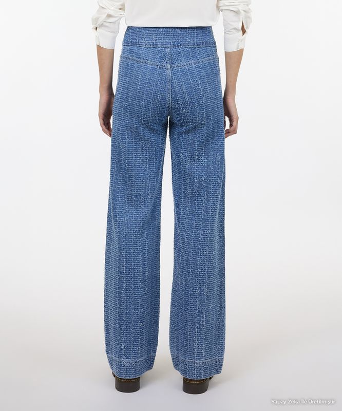 Pamuk Denim Geniş Normal Bel Pantolon