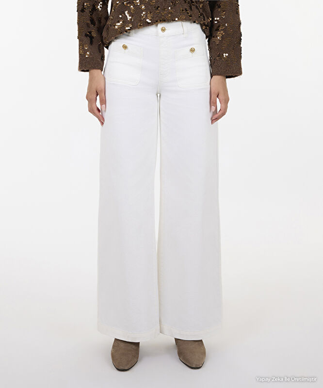 Denim Geniş Düşük Bel Pantolon