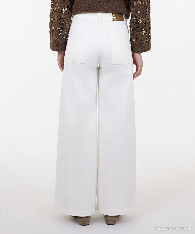 Denim Geniş Düşük Bel Pantolon