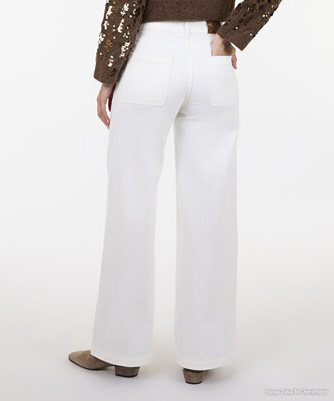 Denim Geniş Düşük Bel Pantolon