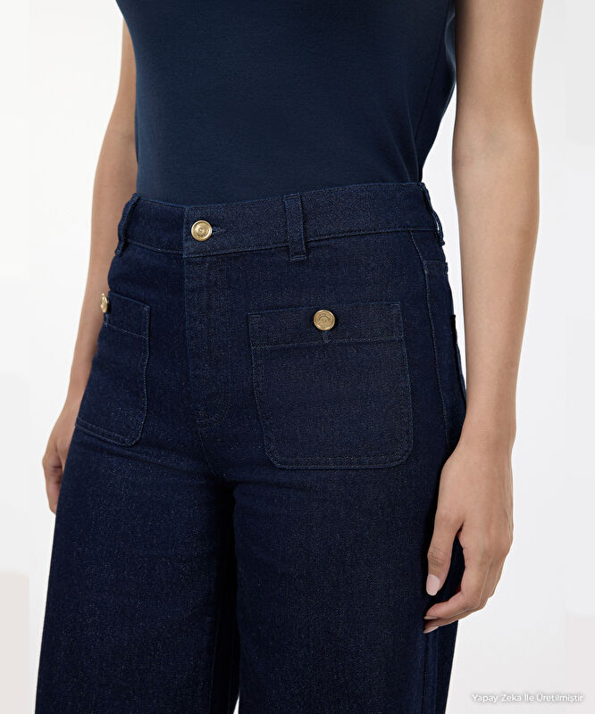 Denim Geniş Düşük Bel Pantolon