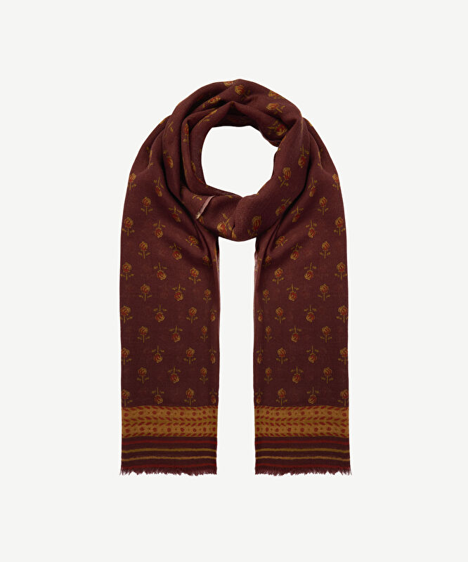Çiçek Desenli Yün Şal