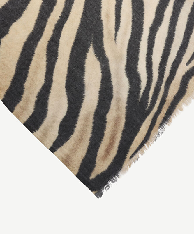 Zebra Desenli Yün Şal