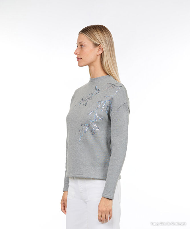 Regular Bisiklet Yaka Uzun Kol Sweatshirt